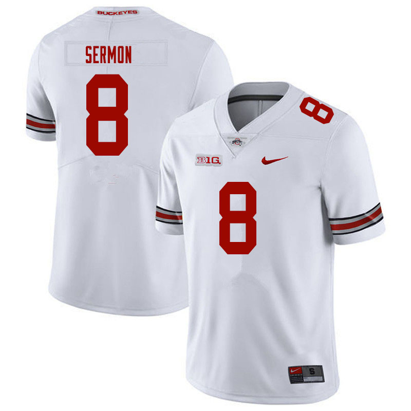 Ohio State Buckeyes #8 Trey Sermon College Football Jerseys Sale-White